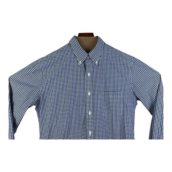 Brooks Brothers Dress Shirt Mens Medium 1818 Polo Blue Green Plaid - Picture 2 of 14